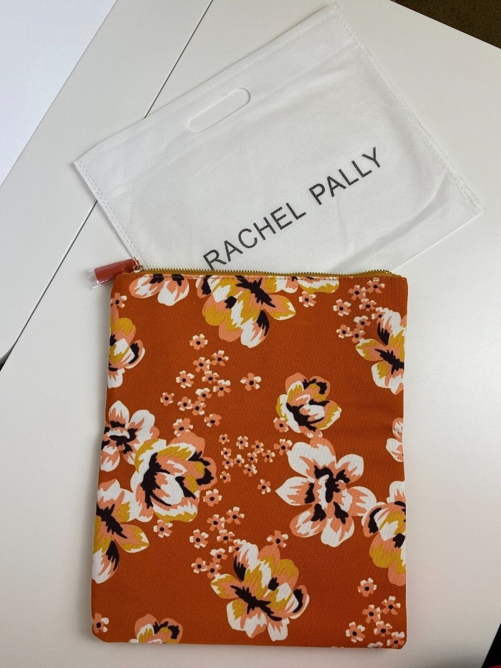 Rachel Pally clutch orange floral / yellow reversible Zahara pattern NEW